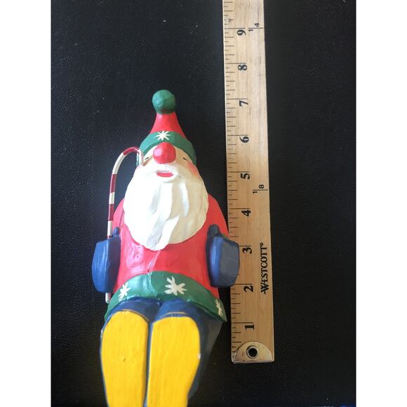 Vtg hand painted folk art santa Bright Vibrant Colors Resin? Wood Look Light - Picture 6 of 9